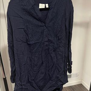 St. John's Bay Navy Eyelet Button-Front Tunic